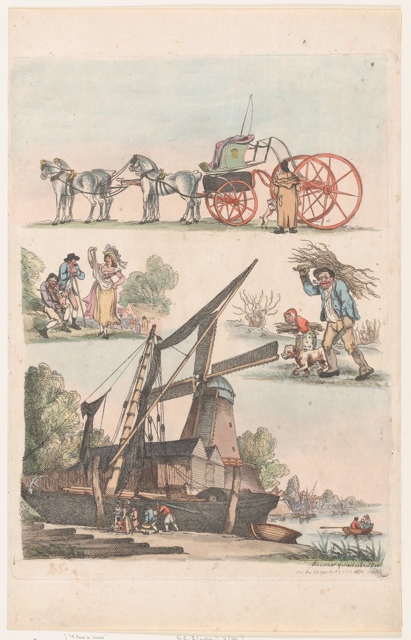 Talíř 9, Obrysy obrazců, krajiny a dobytka...pro potřebu studujících,..., 20. ledna 1791. od Thomas Rowlandson