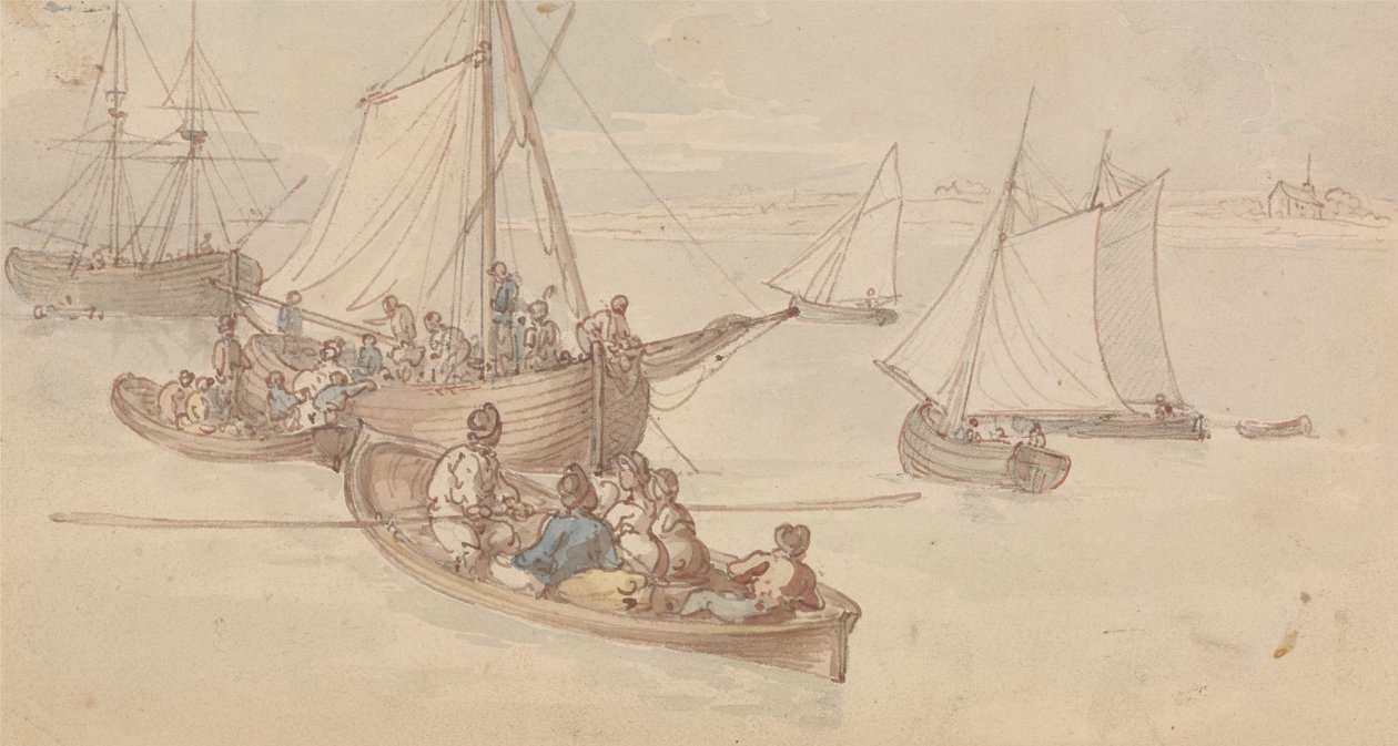 Rekreační plavidla v ústí řeky od Thomas Rowlandson