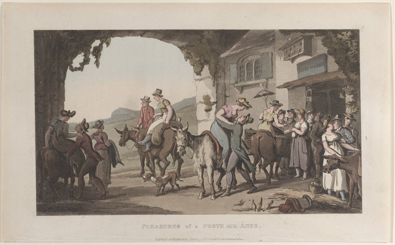 Pleasures of a Poste Aux Ânes, z Journal of Sentimental Travels v jižní provincii..., 1821. od Thomas Rowlandson
