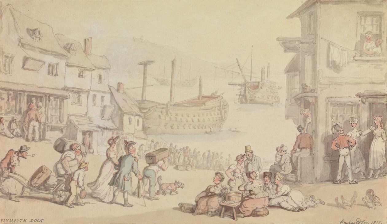 Plymouthský dok od Thomas Rowlandson