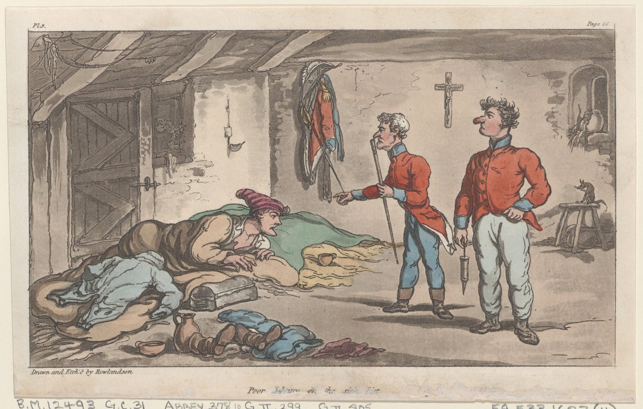 Chudák Johnny na seznamu nemocných, z The Military Adventures of Johnny Newcome, 1815., 1815. od Thomas Rowlandson