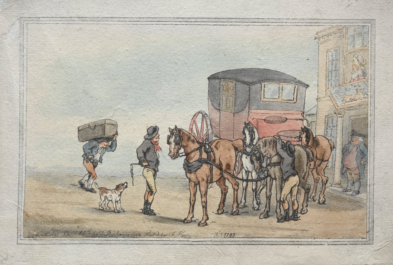 Postboys and Posthorses v hotelu White Hart Inn, 1787. od Thomas Rowlandson