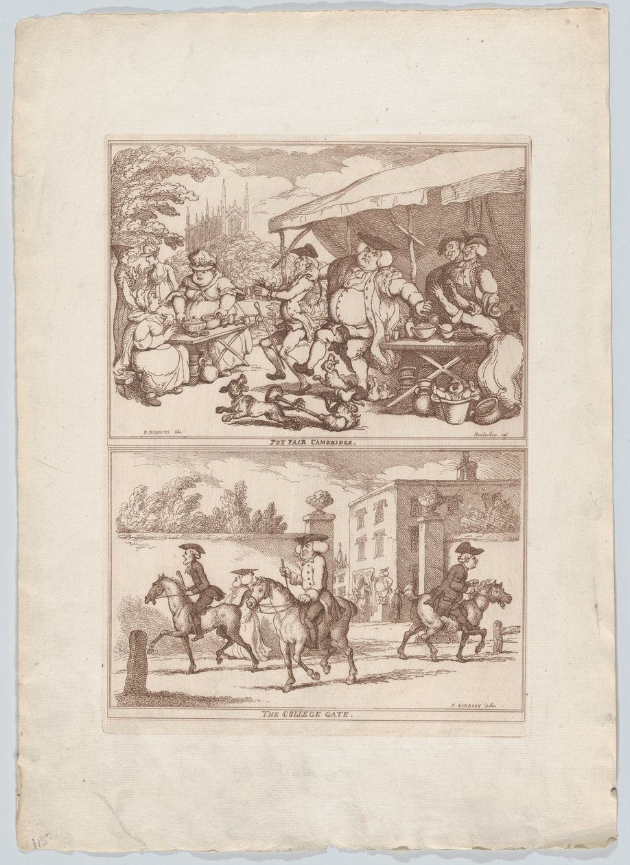 Pot Fair Cambridge a The College Gate, 1780-90., 1780-90. od Thomas Rowlandson