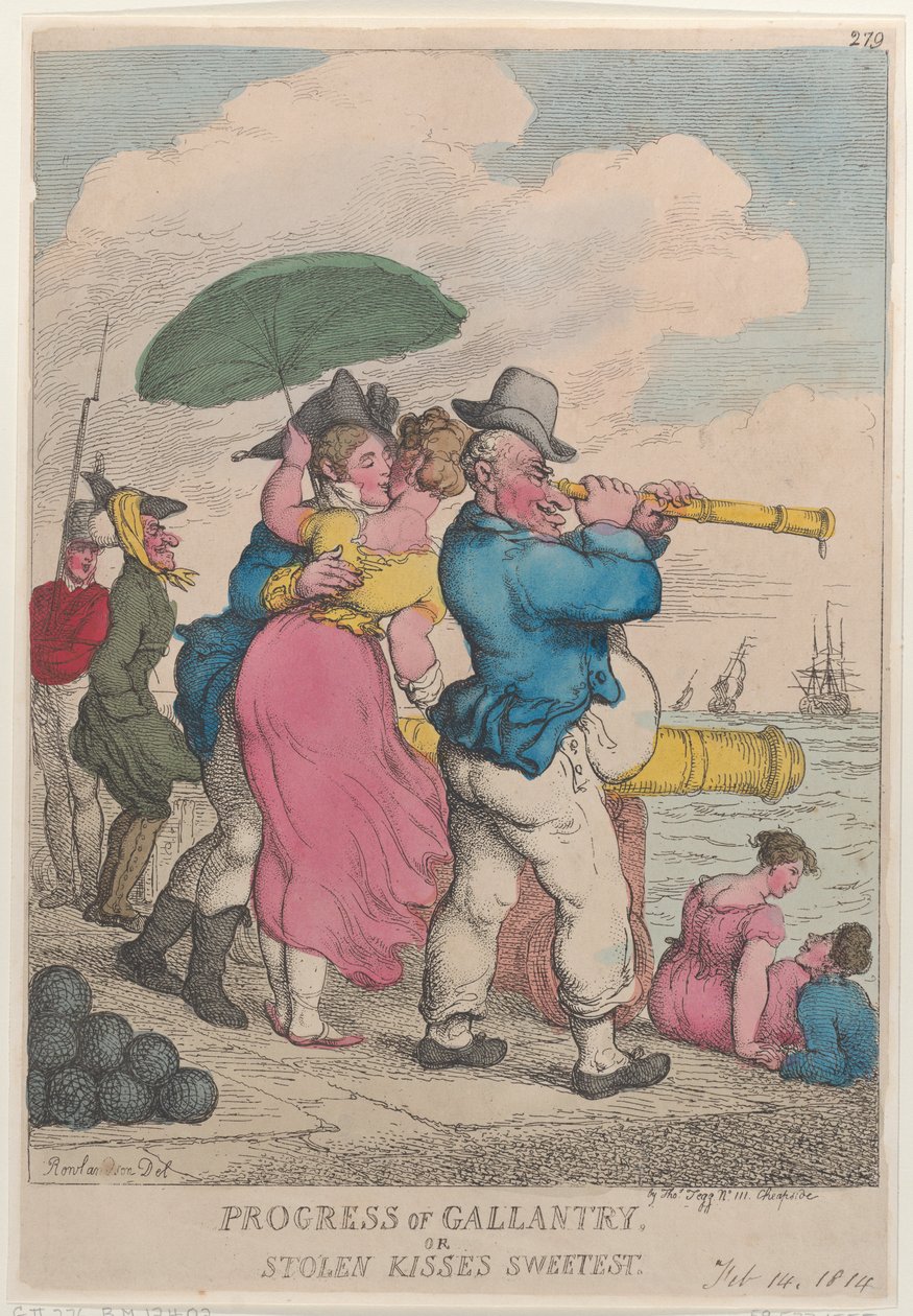 Progress of Gallantry nebo Stolen Kisses nejsladší, 14. února 1814., 14. února 1814. od Thomas Rowlandson