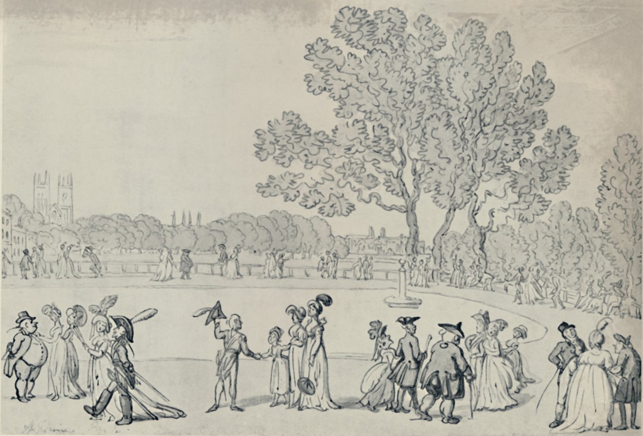 Promenáda v zeleném parku, 1808, 1920 od Thomas Rowlandson