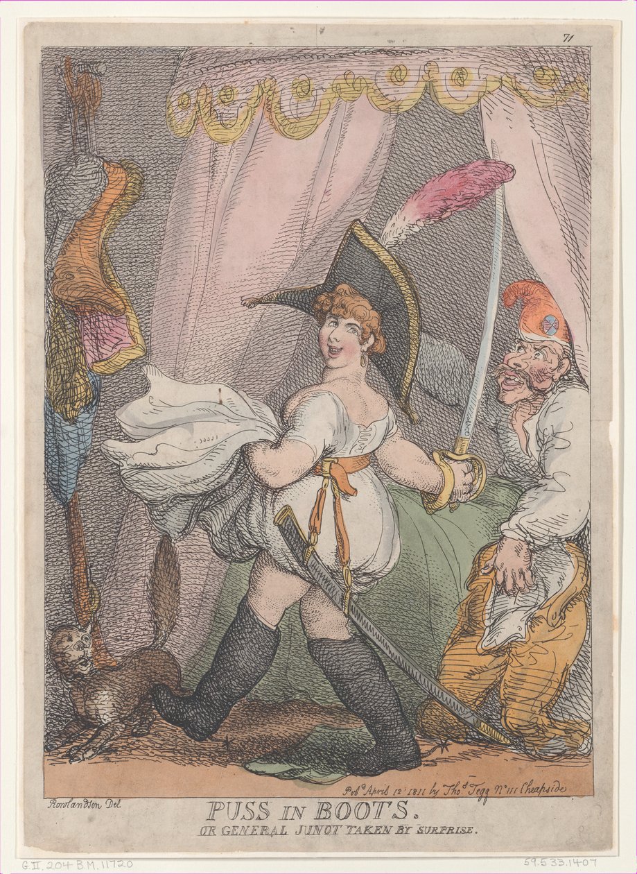 Kocour v botách aneb generál Junot Překvapený, 12. dubna 1811, 12. dubna 1811. od Thomas Rowlandson