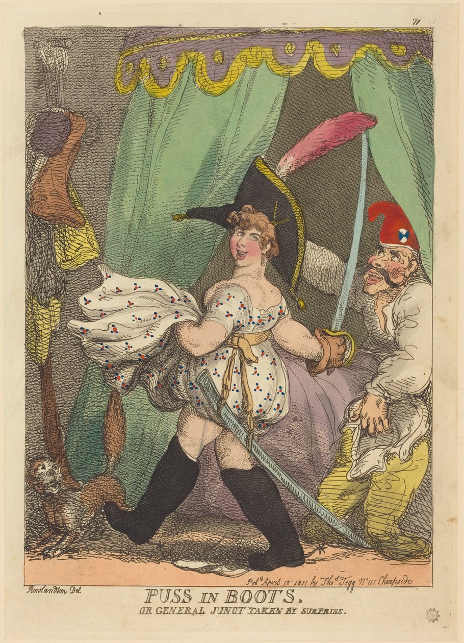 Kocour v botách, aneb Generál Junot zaskočen od Thomas Rowlandson