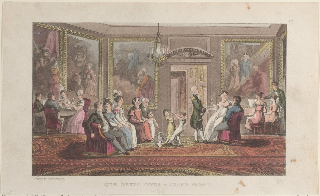 Quae Genus pořádá velkolepou párty, z historie Johnnyho Quae Genuse, The Li..., 1. února 1822. od Thomas Rowlandson