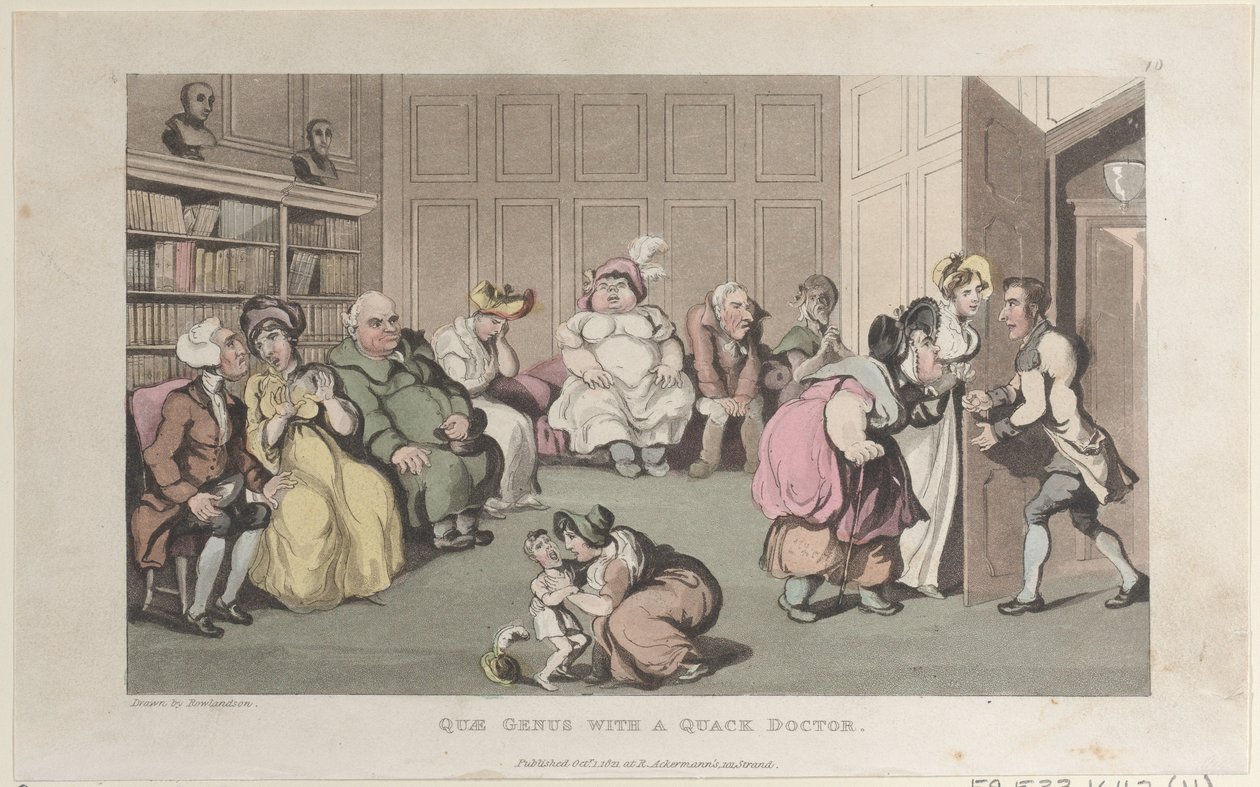 Quae Genus s šarlatánským doktorem, z Historie Johnny Quae Genus, The Lit..., 1. října 1821. od Thomas Rowlandson