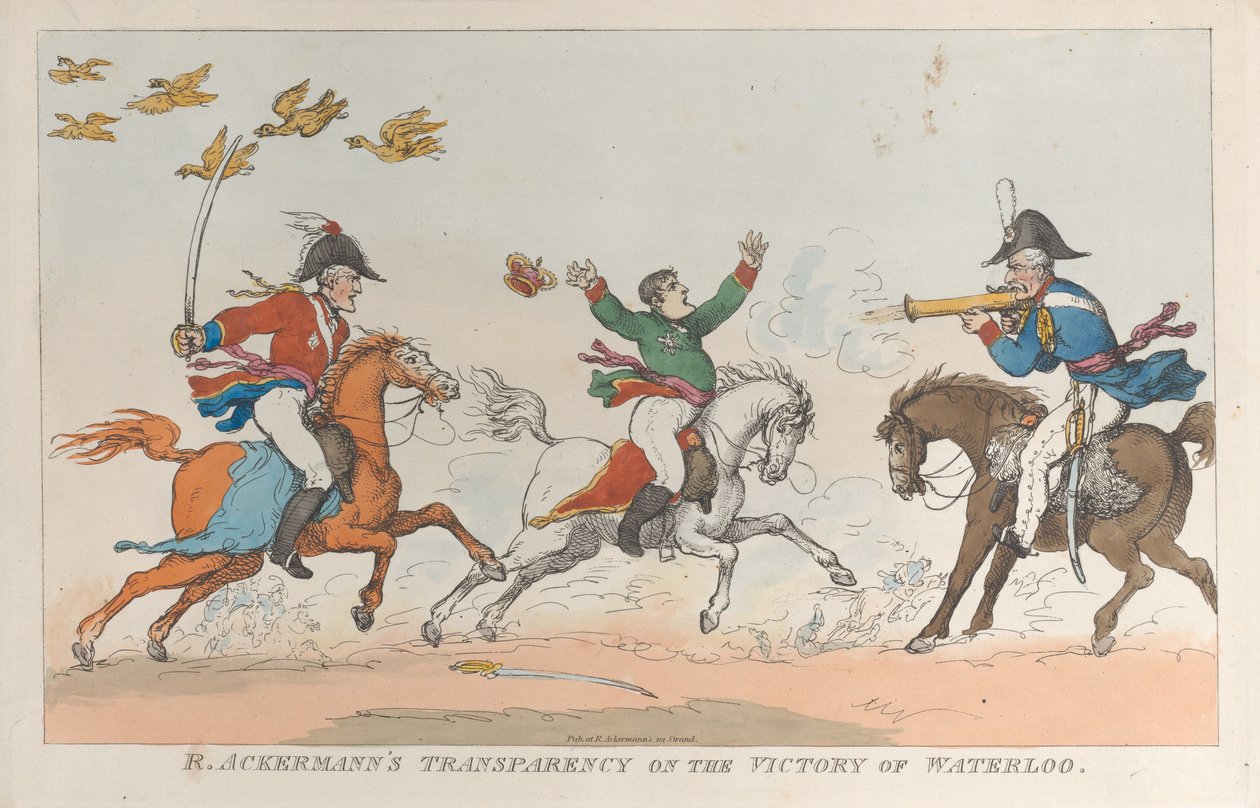 Transparentnost R. Ackermanna o vítězství u Waterloo, 1. června 1815, 1. června 1815. od Thomas Rowlandson