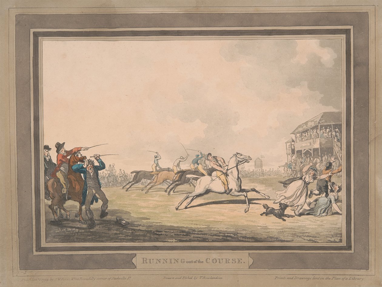 Závody [sada šesti]:  5. Vyjíždění mimo trať od Thomas Rowlandson