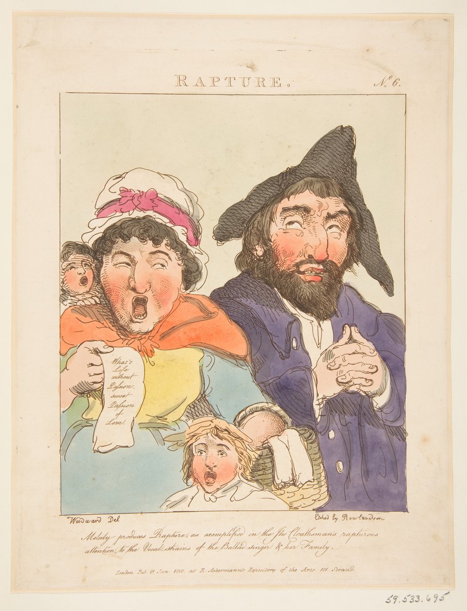Rapture Le Brun Travested aneb karikatury vášní, 21. ledna 1800. od Thomas Rowlandson
