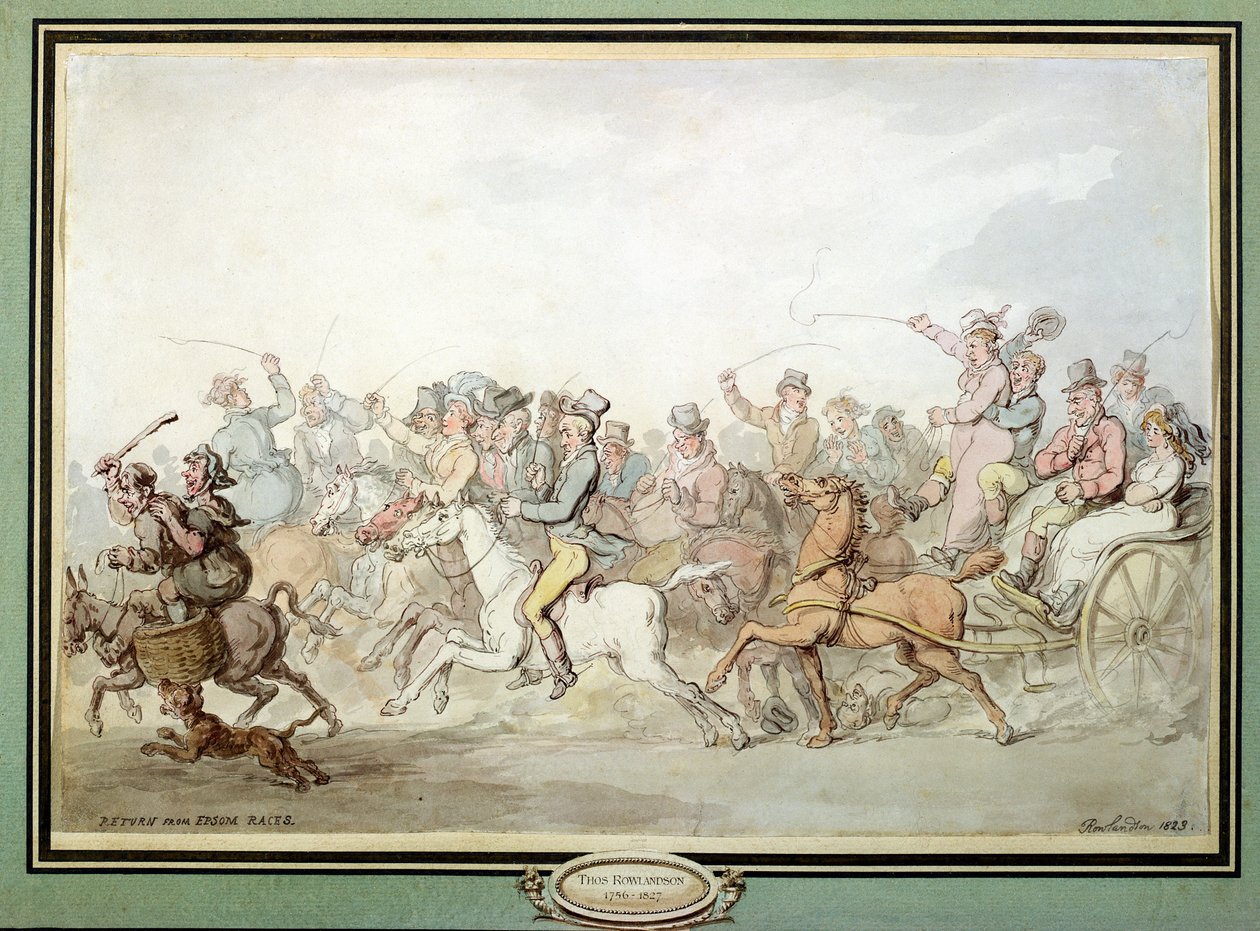 Návrat z Epsom Races, 1823 (pero, wc a tužka na papíře) od Thomas Rowlandson