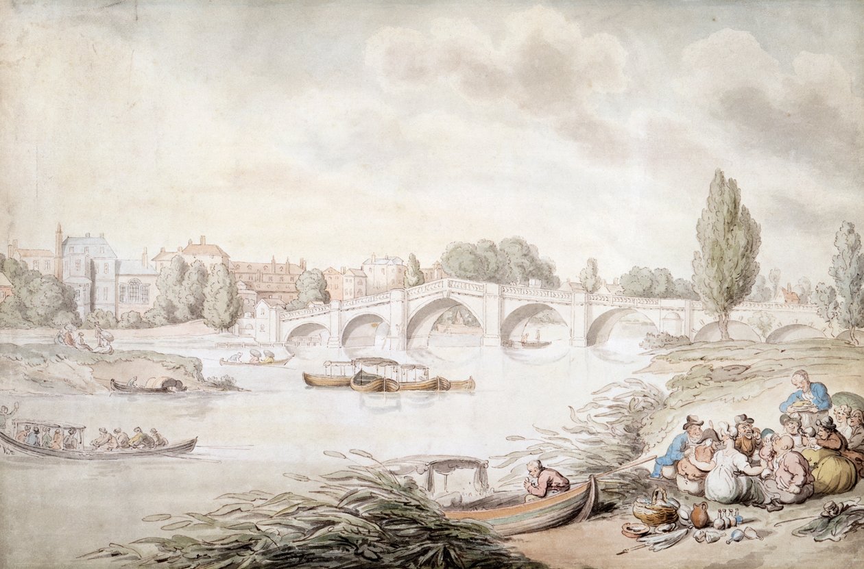 Richmond Bridge, Londýn, 1780-1820 od Thomas Rowlandson
