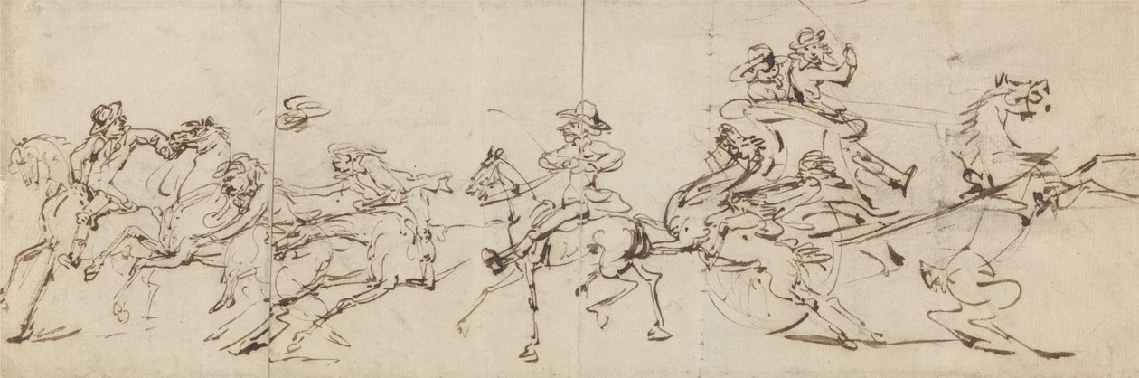 Nehody při jízdě na koni a v kočáře od Thomas Rowlandson