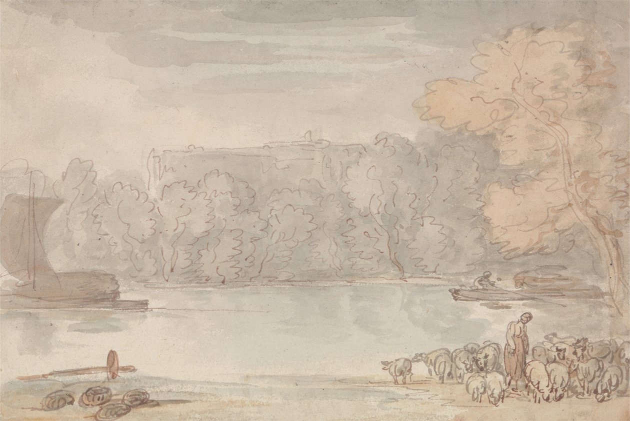 Scéna u řeky (Temže u Etonu) od Thomas Rowlandson