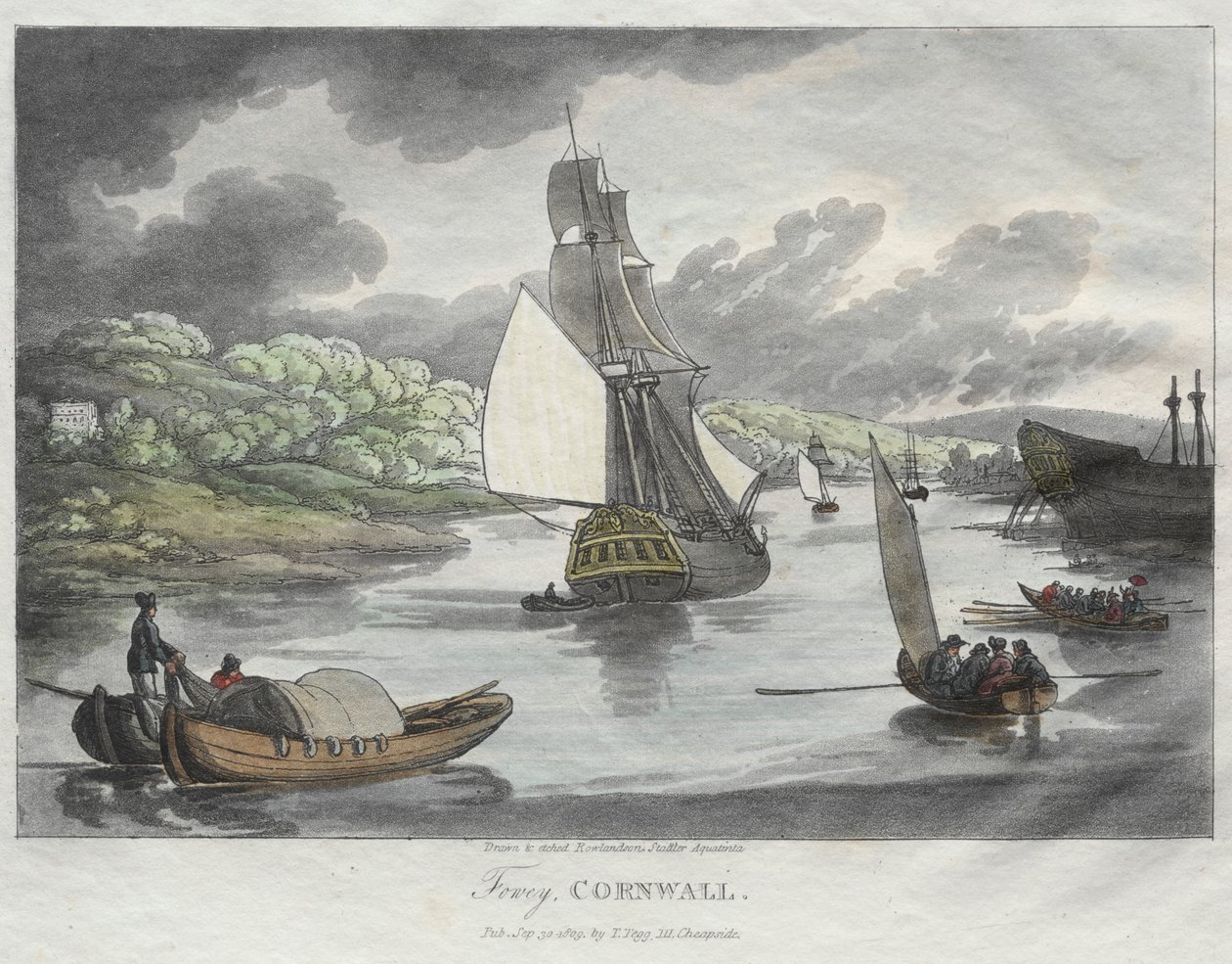 Rowlandsonovy skici z přírody: Fowey, Cornwall od Thomas Rowlandson