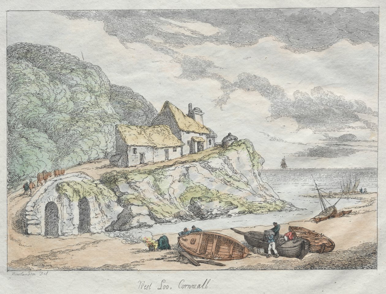 Rowlandsonovy skici z přírody: West Looe, Cornwall od Thomas Rowlandson
