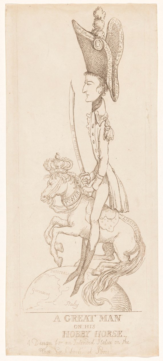 Jezdecká socha Napoleona, 1804 od Thomas Rowlandson