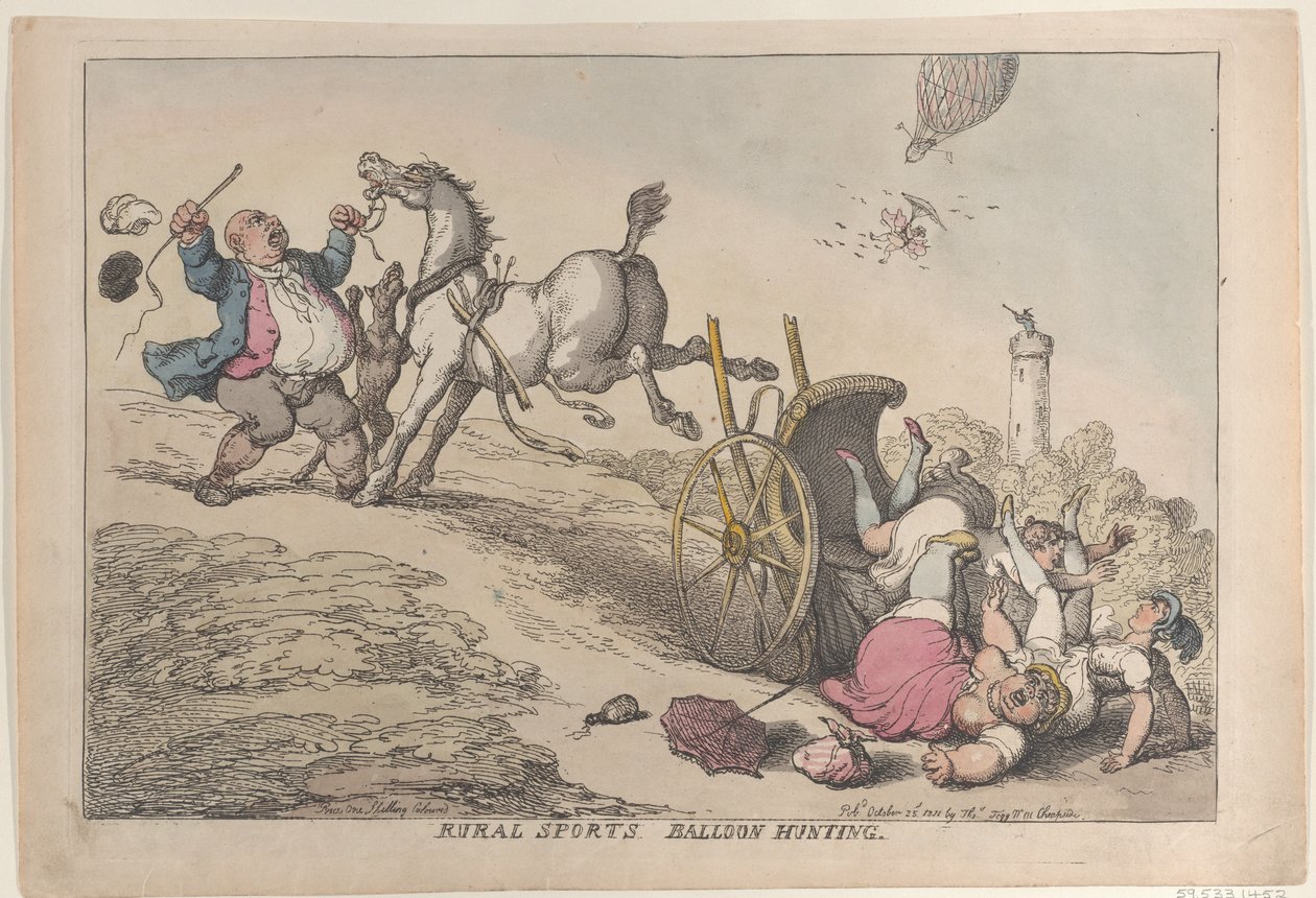 Venkovské sporty: Lov balónů, 25. října 1811., 25. října 1811. od Thomas Rowlandson