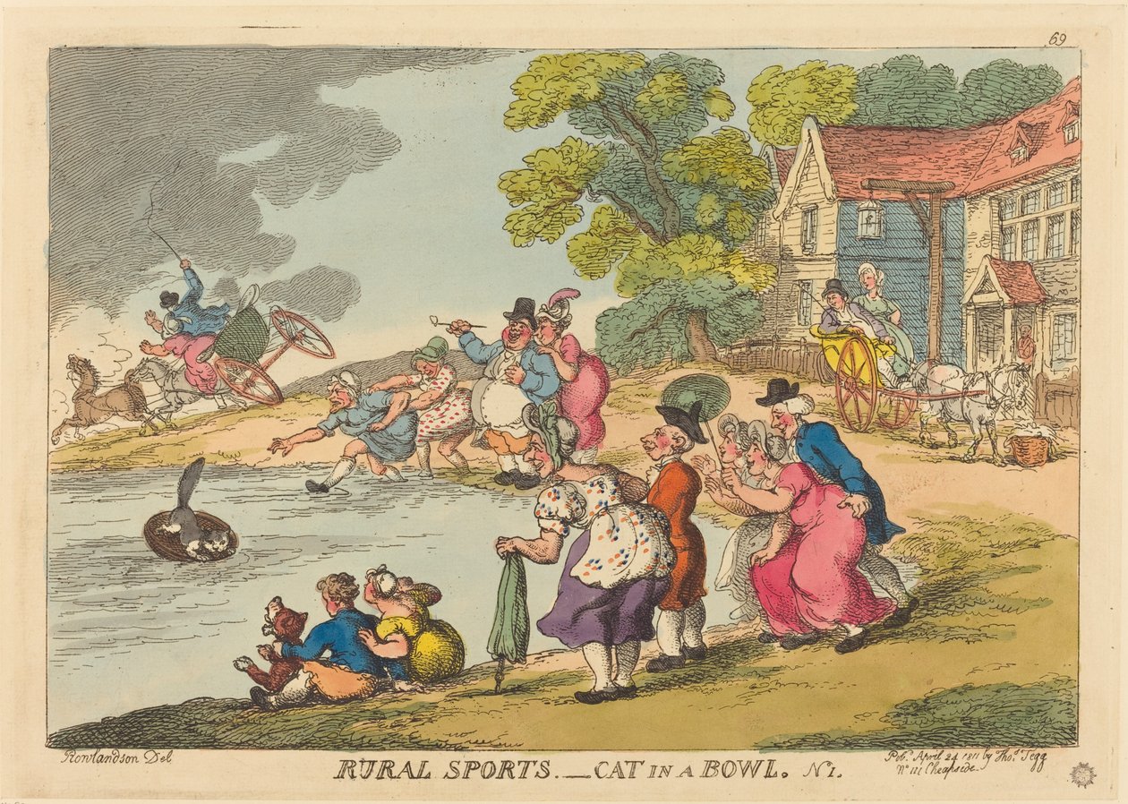 Venkovské sporty. Kočka v misce. Č.1 od Thomas Rowlandson