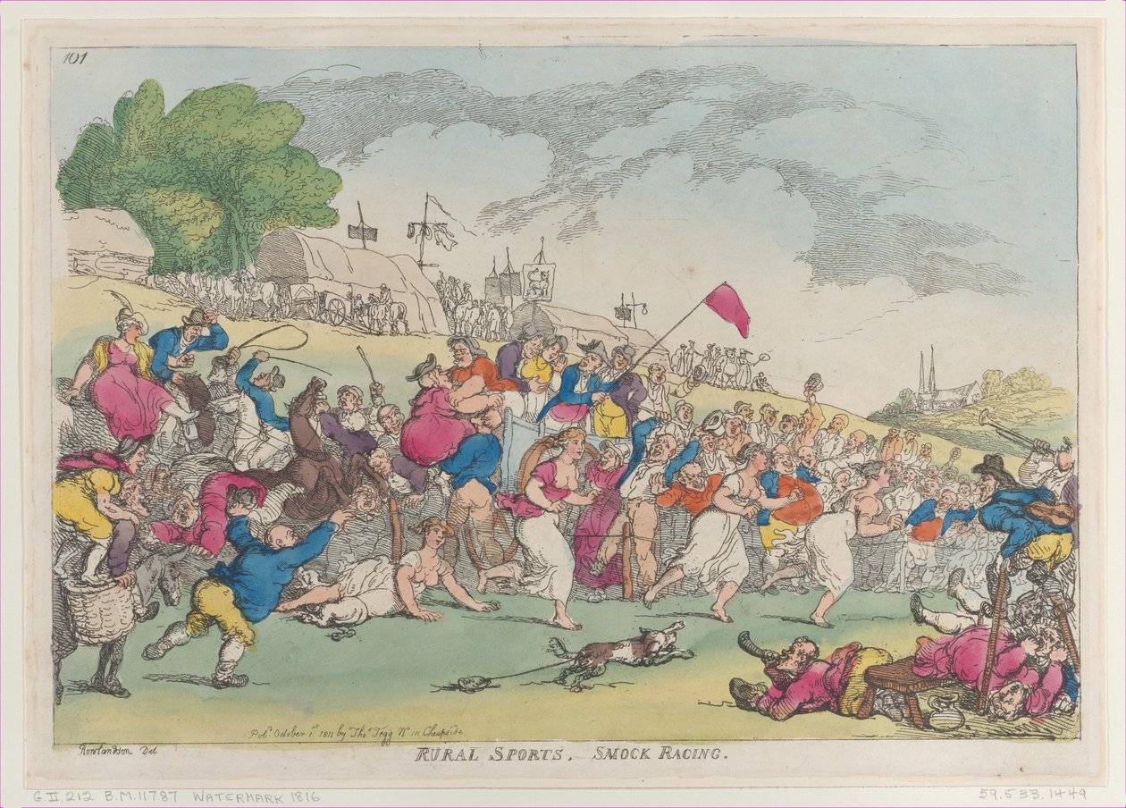 Venkovské sporty, Smock Racing, [1. října 1811], dotisk., [1. října 1811], dotisk. od Thomas Rowlandson