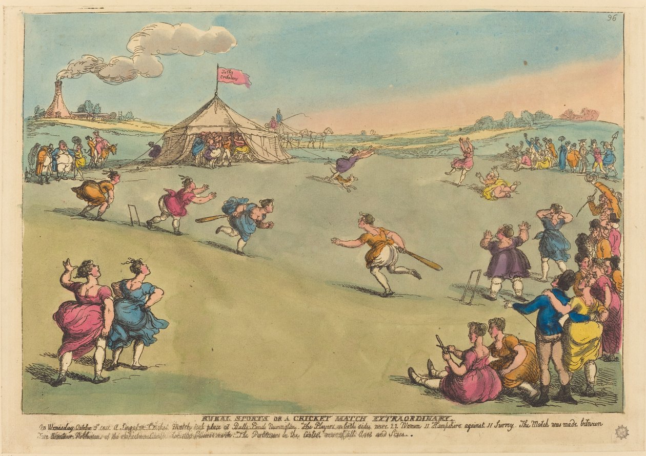 Rural Sports or a Cricket Match Extraordinary   1256771   cs       czech Successfully Translated  Original: Hest med rytter og to kugleformede kurve til transport af grøntsager Translat: Hest med rytter og to kugleformede kurve til transport af grøntsager  od Thomas Rowlandson