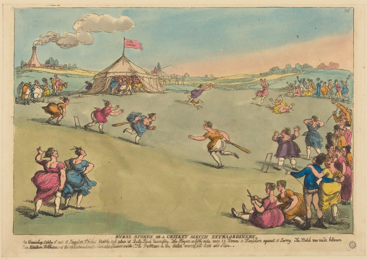 Venkovské sporty aneb výjimečný kriketový zápas od Thomas Rowlandson