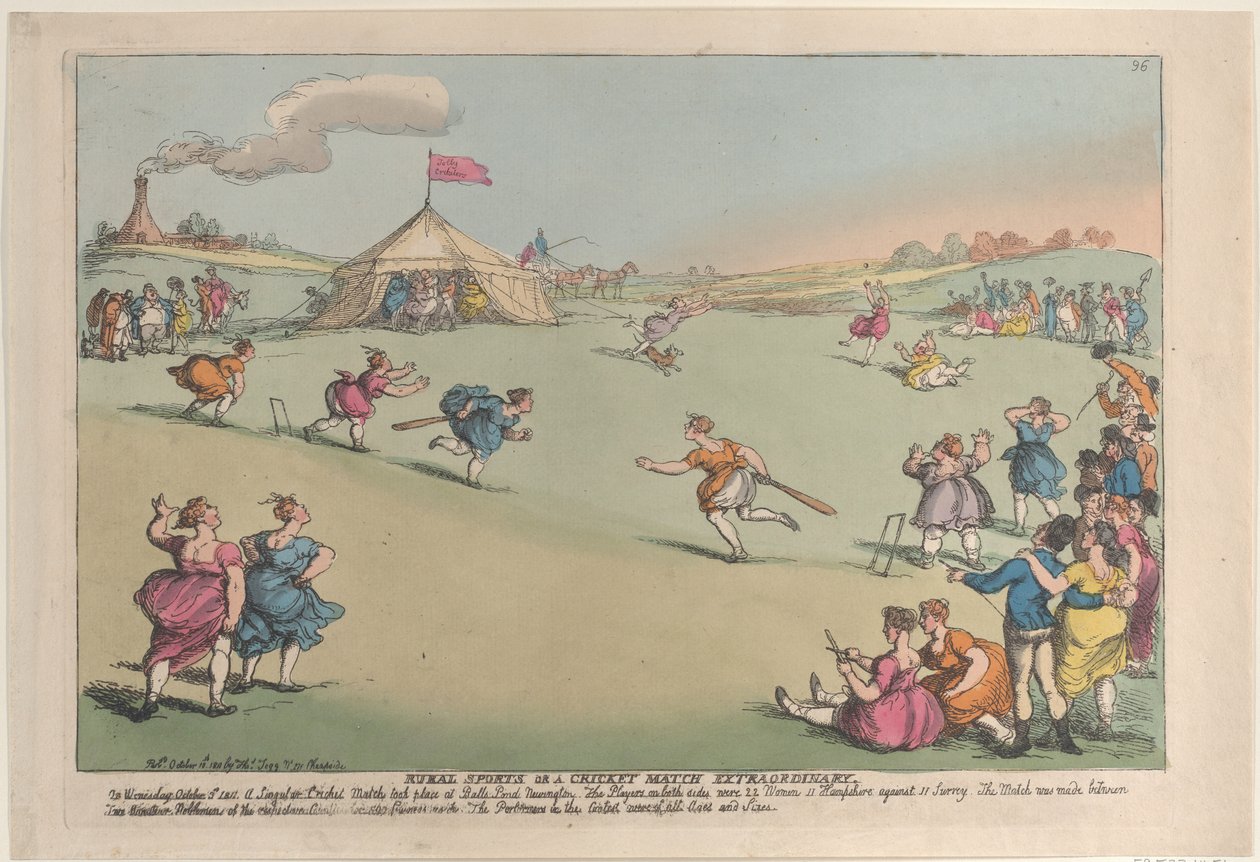 Venkovské sporty aneb mimořádný kriketový zápas, 10. října 1811, 10. října 1811. od Thomas Rowlandson