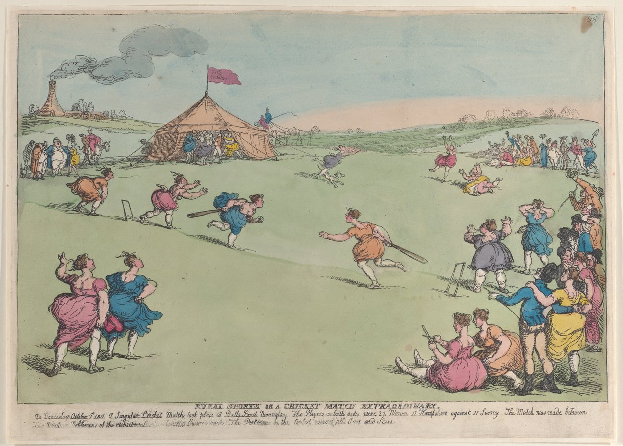 Venkovské sporty aneb mimořádný kriketový zápas, 10. října 1811, 10. října 1811. od Thomas Rowlandson