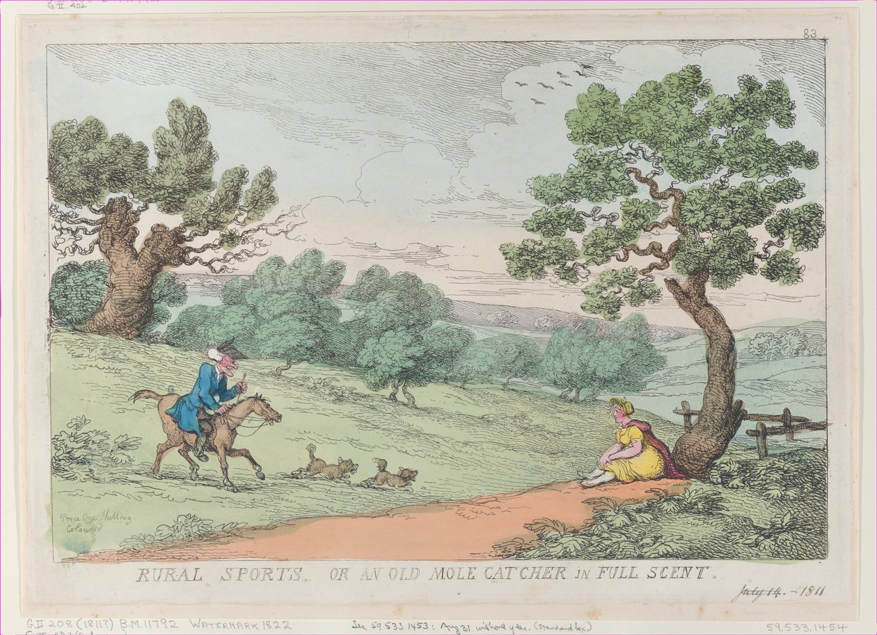 Venkovské sporty aneb starý lapač krtků v plné vůni, [1811], dotisk., [1811], dotisk. od Thomas Rowlandson