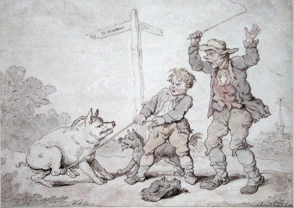 Rusty Bacon (Pigheadedness and Persuasion) (inkoust a akvarel na papíře) od Thomas Rowlandson