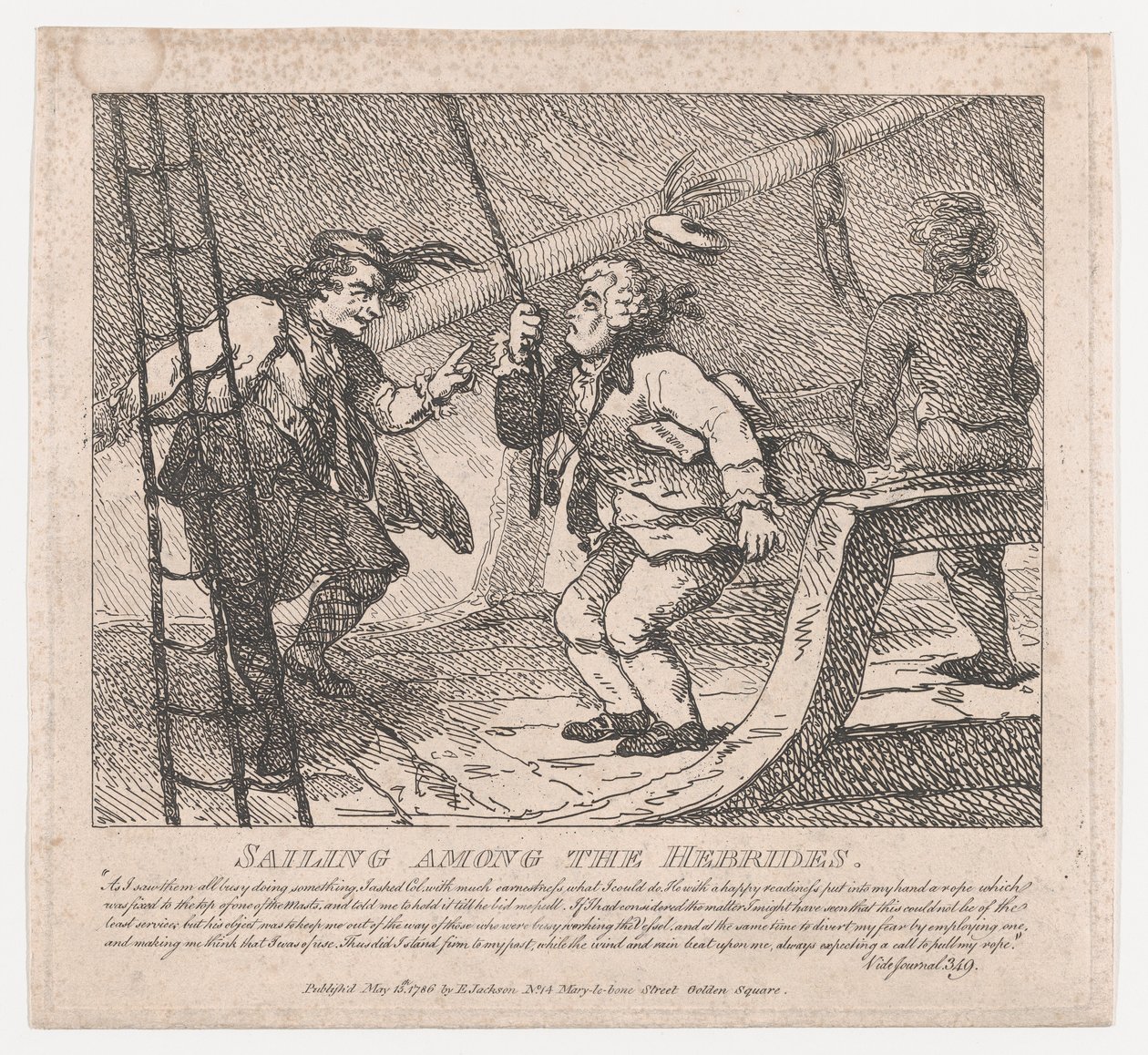 Plachtění mezi Hebridy Malebné krásy Boswellu, část druhá, červenec, 10. června 1786. od Thomas Rowlandson