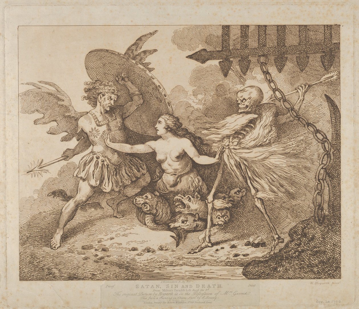 Satan, hřích a smrt Ztracený ráj, Kniha 2, po roce 1790, po roce 1790. od Thomas Rowlandson