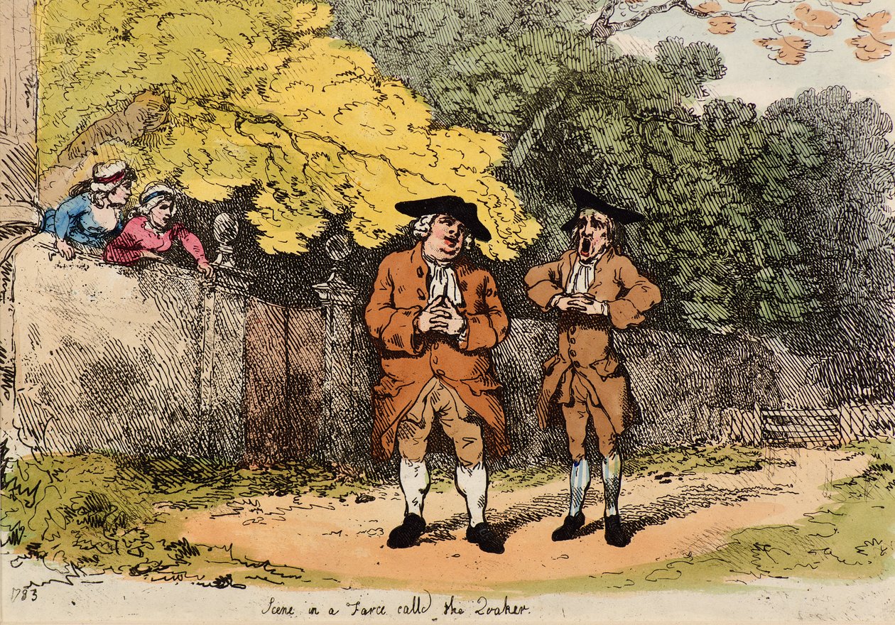 Scéna ve frašce zvané Quaker od Thomas Rowlandson