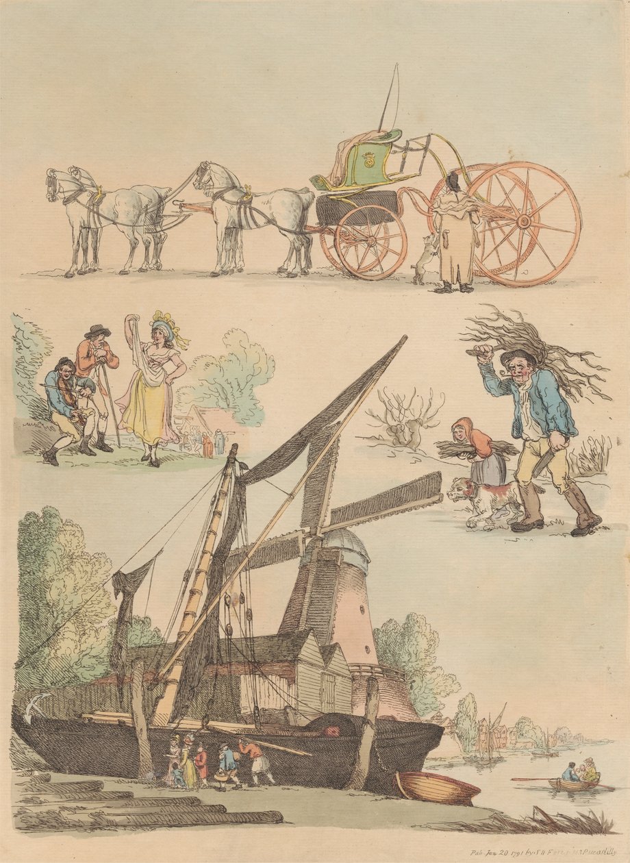 Sada šestnácti: Obrysy postav a krajiny od Thomas Rowlandson