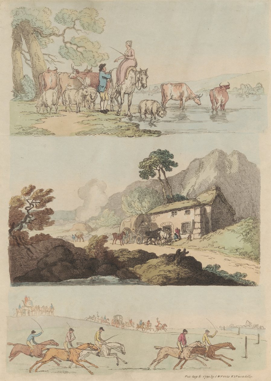 Sada šestnácti: Obrysy postav a krajiny od Thomas Rowlandson