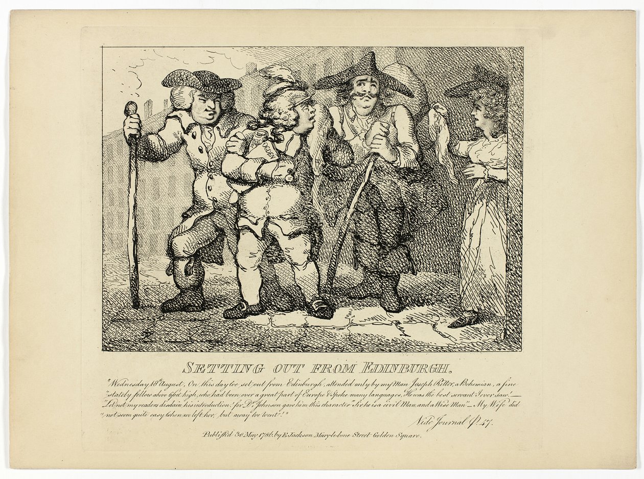 Vyrážíme z Edinburghu, z Boswellovy cesty po Hebridách od Thomas Rowlandson