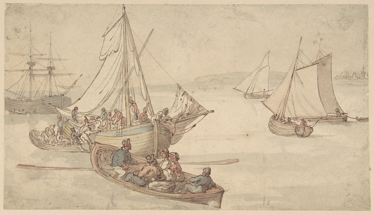 Lodě a námořníci od Thomas Rowlandson