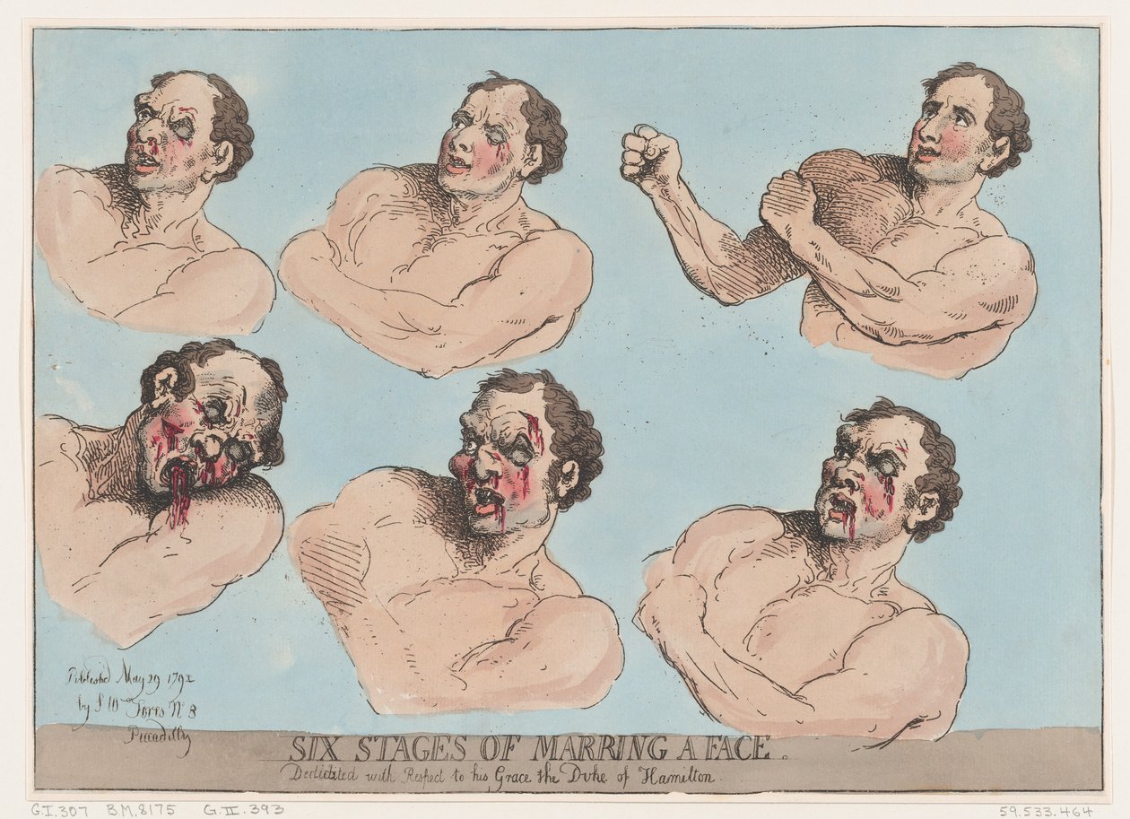 Šest fází Marring a Face, 29. května 1792, 29. května 1792. od Thomas Rowlandson