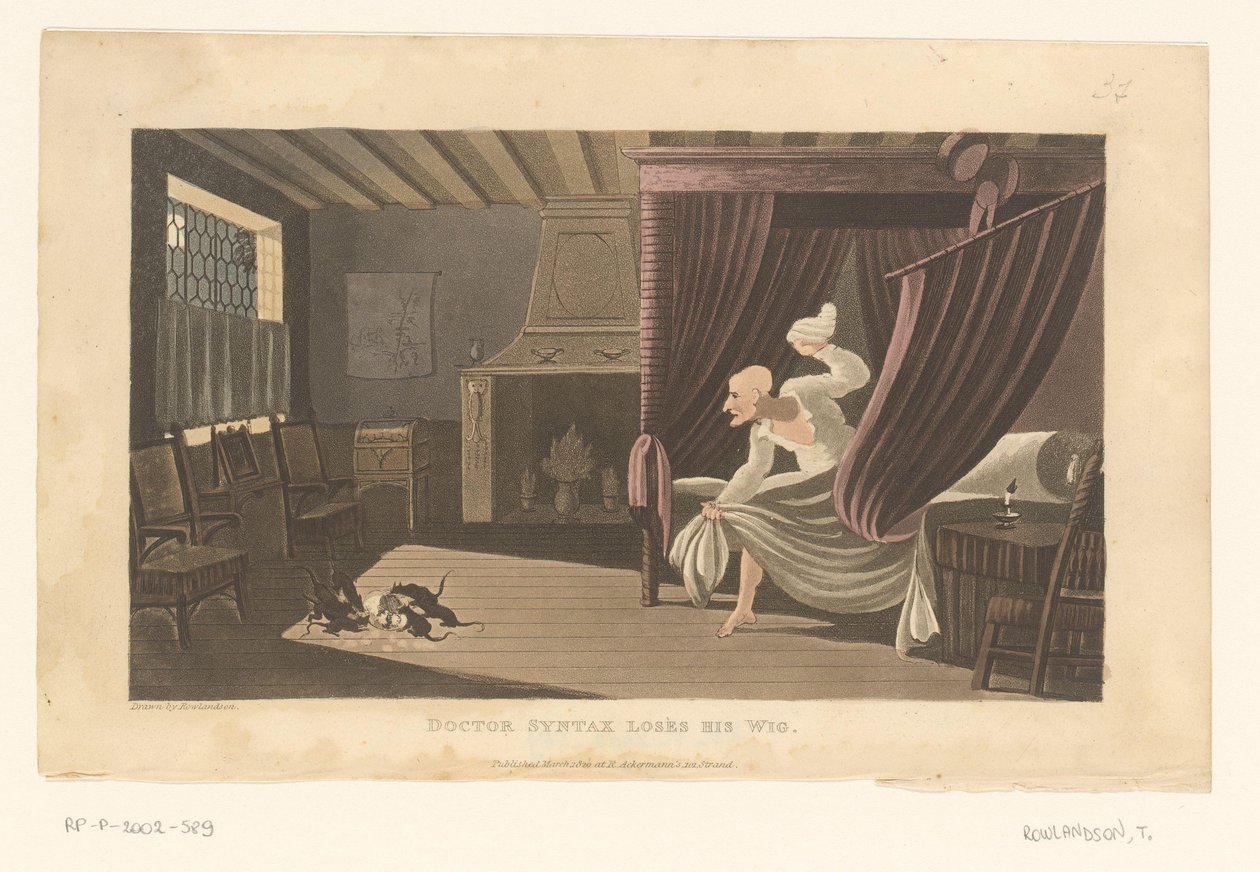 Ložnice s krysami, které žerou paruku doktora Syntaxe od Thomas Rowlandson