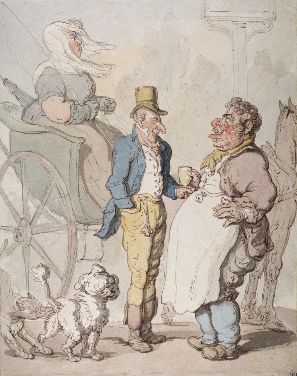 Štíhlý Billy, cestovatelé s občerstvením (akvarel na papíře) od Thomas Rowlandson