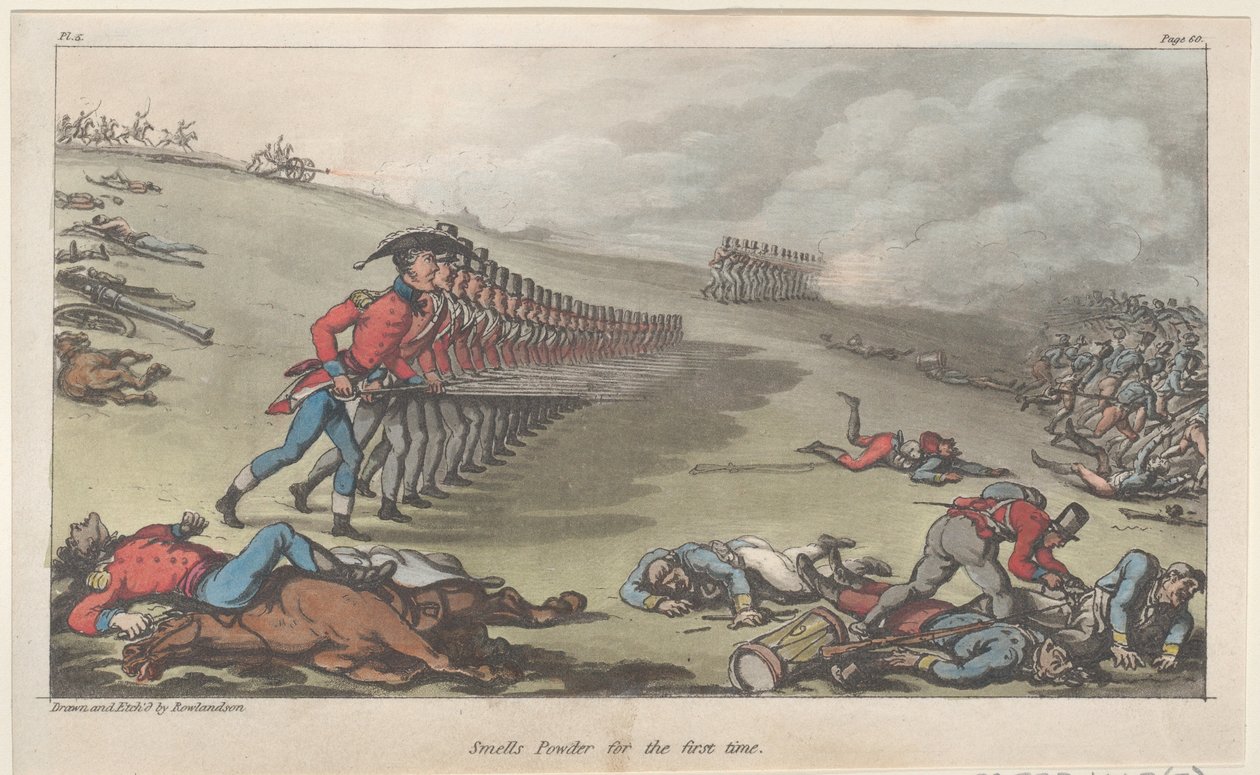 Poprvé voní Powder, z Vojenských dobrodružství Johnnyho Newcome, 1815., 1815. od Thomas Rowlandson