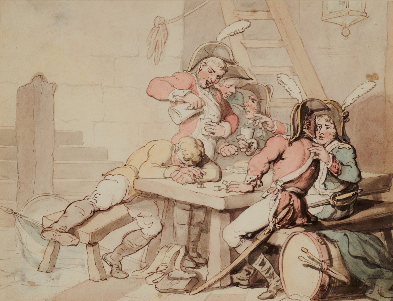 Vojáci kolotoč ve sklepě od Thomas Rowlandson