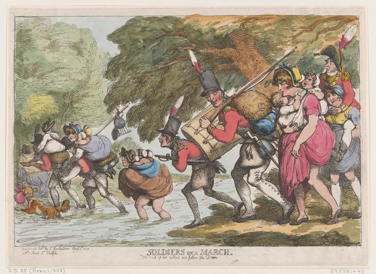 Vojáci na březen, 1. dubna 1808., 1. dubna 1808. od Thomas Rowlandson