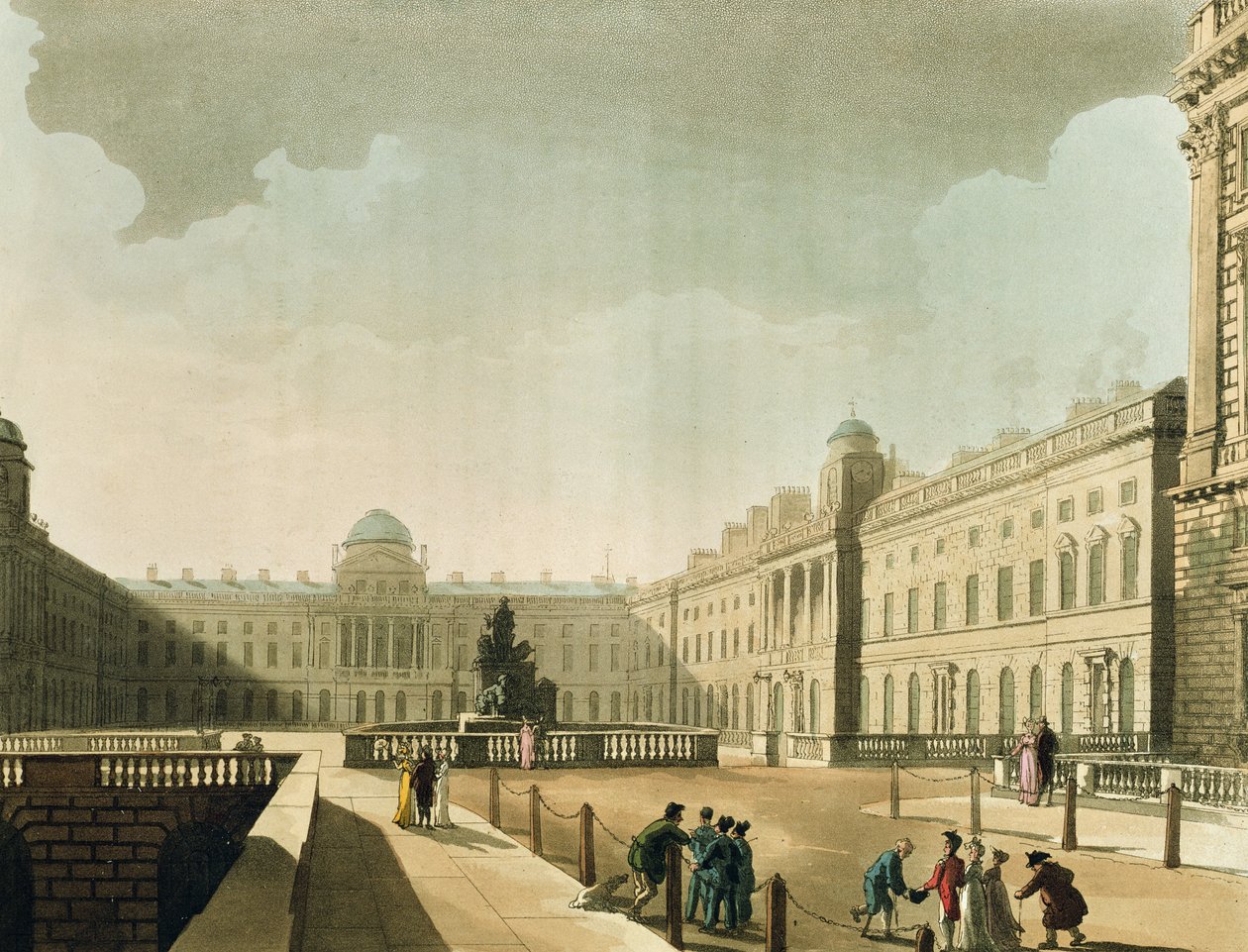 Somerset House, Strand z Ackermannova „Microcosm of London“ svazek III, vydáno v roce 1809 od Thomas Rowlandson