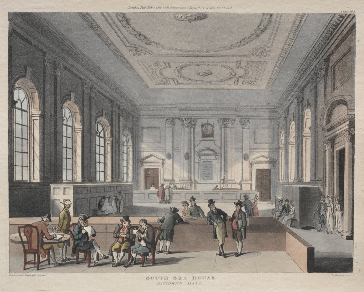 South Sea House, Dividendová síň od Thomas Rowlandson