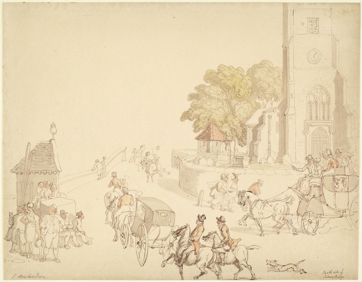 Jižní strana Putney Bridge od Thomas Rowlandson