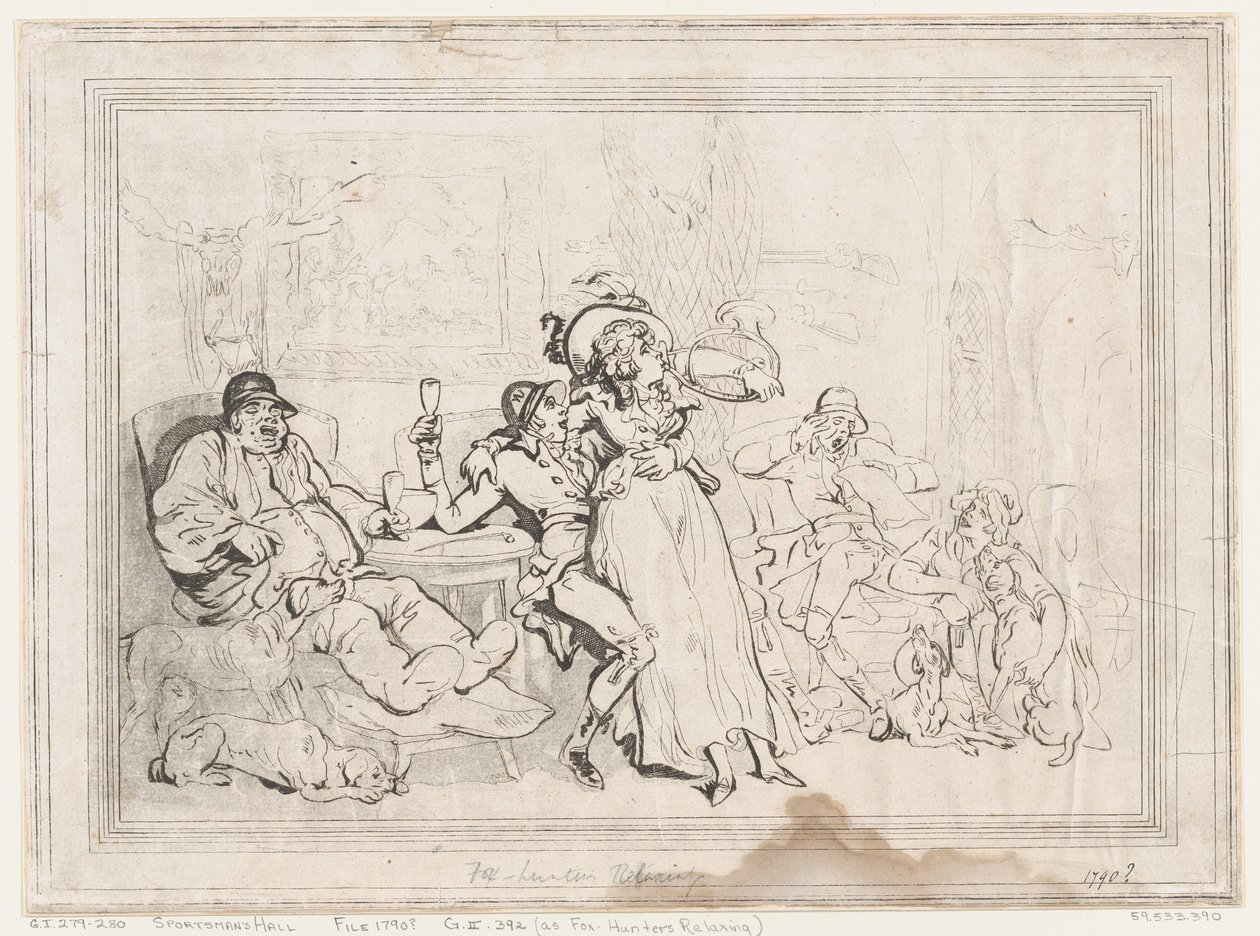 Síň sportovců, aneb Odpočinek lovců lišek od Thomas Rowlandson