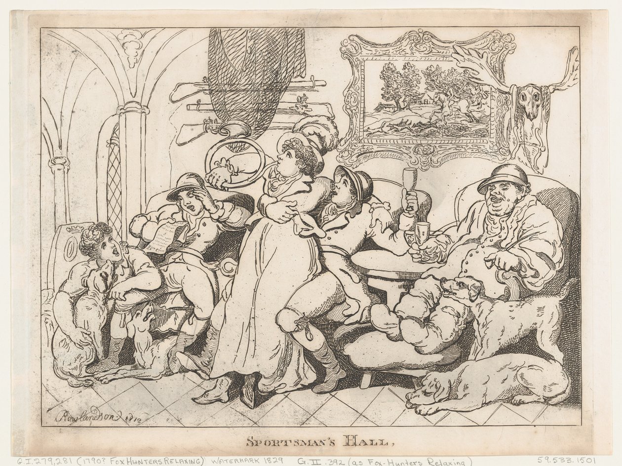 Síň sportovců, aneb Odpočinek lovců lišek od Thomas Rowlandson